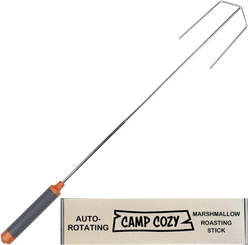 Camp Cozy عصا شوي المارشميلو الآمنة - دوارة تلقائيًا ومقاومة للحرارة | مشواة بدون استخدام اليدين لتحضير سموذي المخيم والنقانق المثالية | تعمل بالبطارية من Outdoor - Image 1
